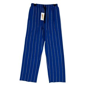 Pennant Pajama Pants Mens Medium Blue Stripe Flannel Drawstring Sleepwear Lounge